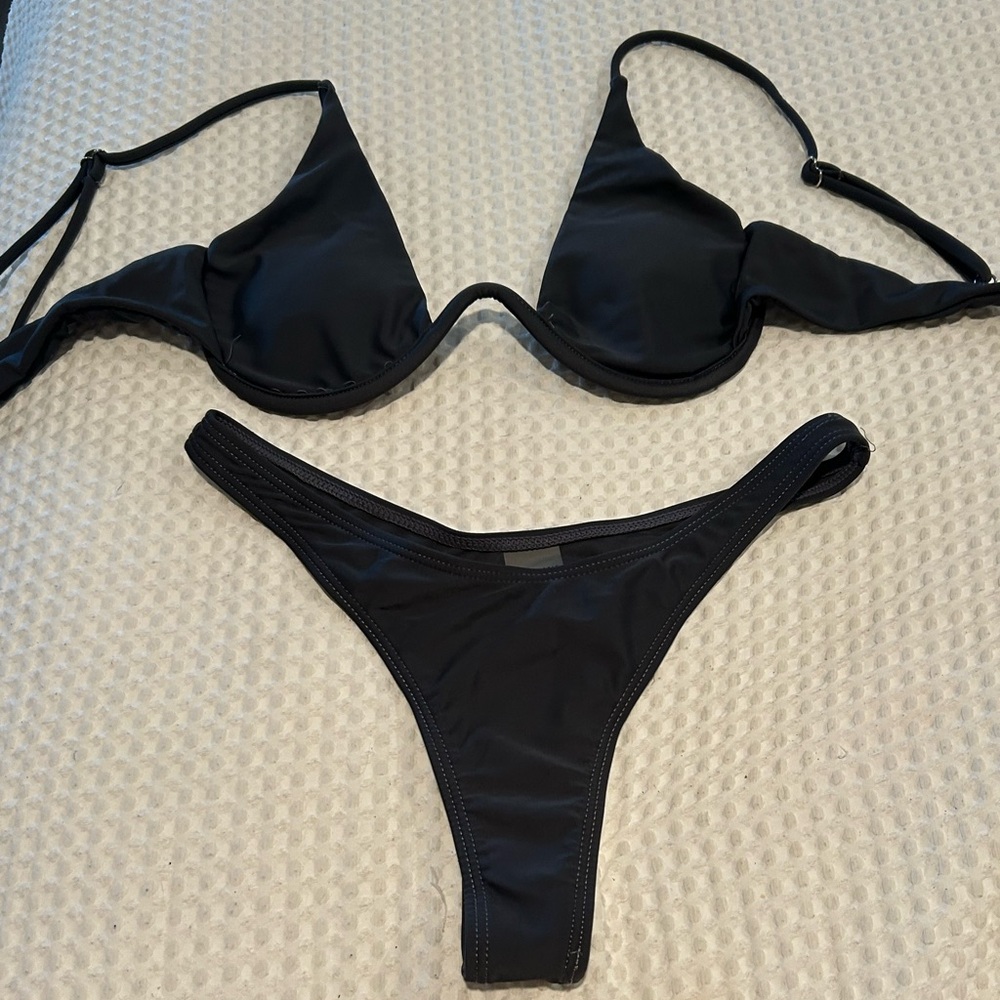Dark Grey Women's Swimwear Bikini Set